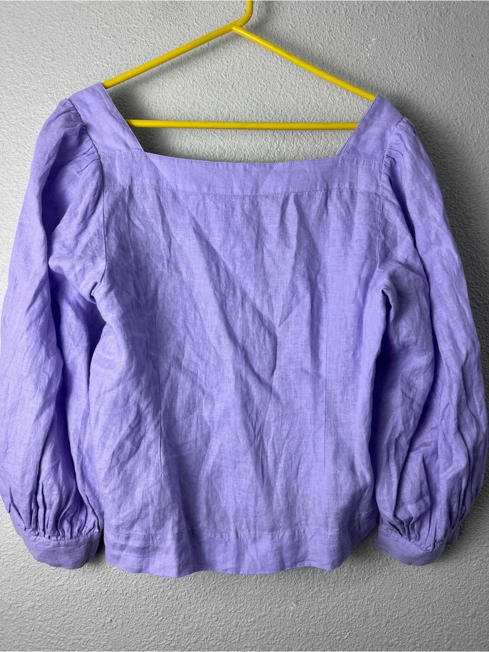 J. Crew Lavender 100% Linen Puff Sleeve Square Neck Button Front Top XXL